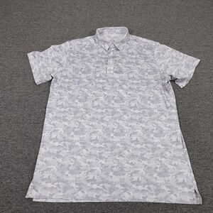 Pins & Aces Polo Shirt Mens Large Gray Camo Golf Performance Lightweight Stretch